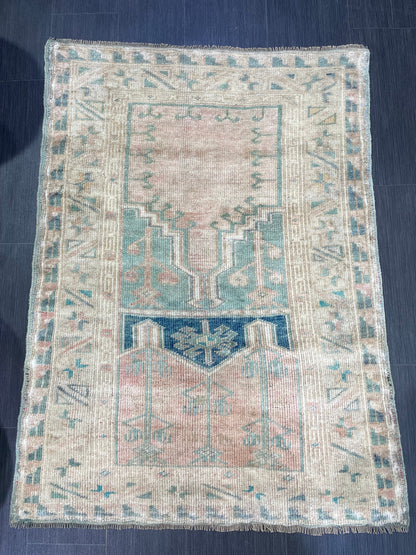 Antique Oriental RUG, Antique TURKISH 3.2 x 4.5 Rug, Vintage Persian Rug, Vintage Wool Hand Knotted Rug, Muted Handmade Rug