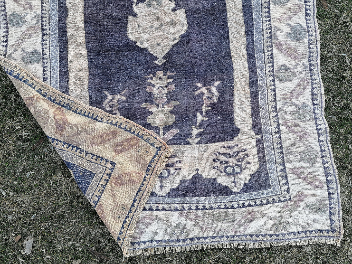 Turkish rug, vintage rug,hand made wool rug 4x5'5 oushak vintage rug, kitchen rug bohemian rug