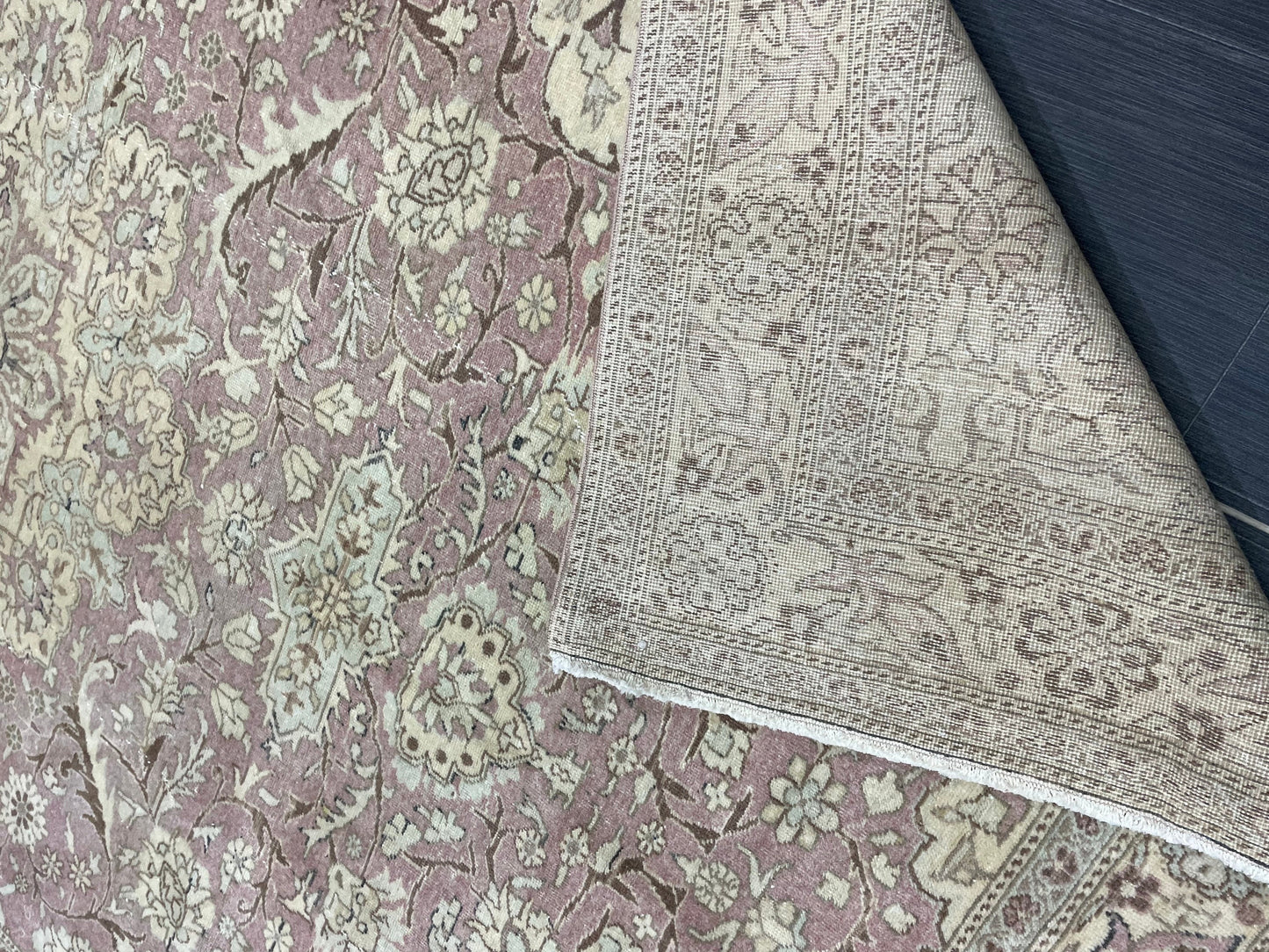 Persian RUG 6.3 x 9.6 Fine Hand Knotted Rug Turkish Vintage Oriental Rug Navy Vintage Rug Fine Wool Antique Rug Muted Living room Rug