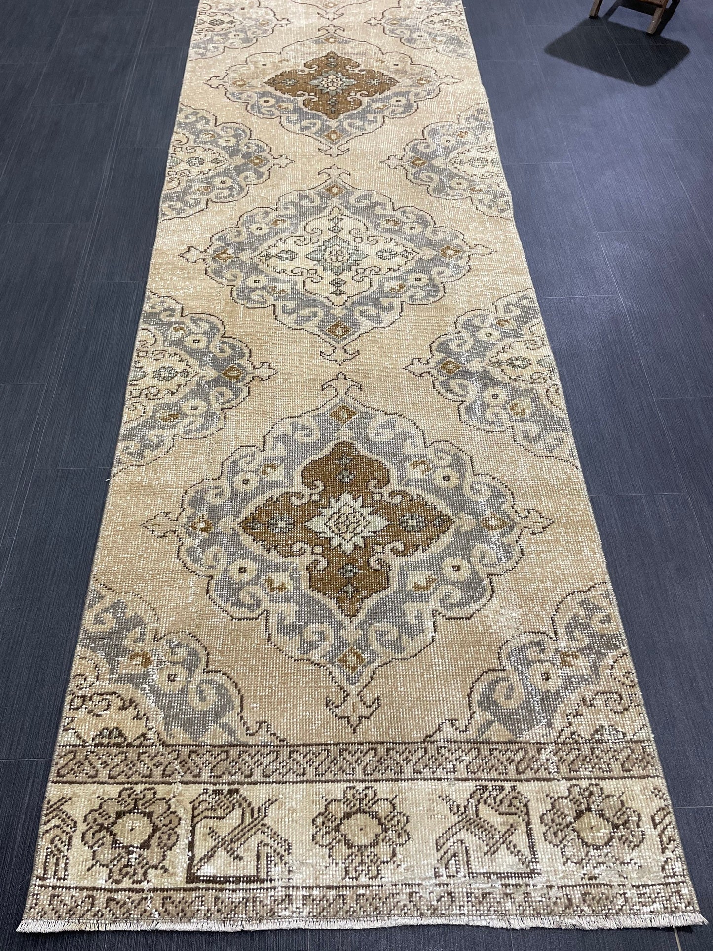 Hand Knotted Runner Rug Turkish Runner 2.7 x 13 Rug Vintage Runner Rug Hallway Runner Rug Kitchen Runner Rug Wool Runner Rug Wool Oushak Rug