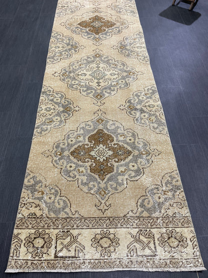 Hand Knotted Runner Rug Turkish Runner 2.7 x 13 Rug Vintage Runner Rug Hallway Runner Rug Kitchen Runner Rug Wool Runner Rug Wool Oushak Rug