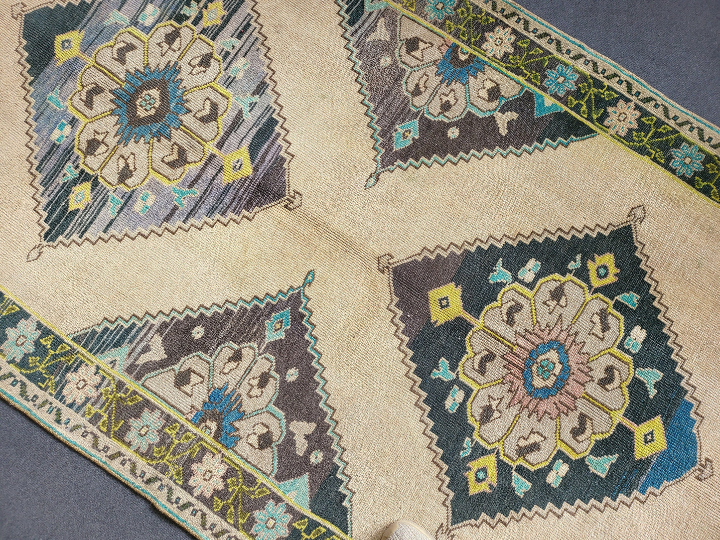 Oushak Runner Rug, Turkish 4.2 x 10.3 Runner Rug, Vintage Runner Rug, Persian Hallway Runner Rug, Handmade Runner Rug Wool Anatolian Runner