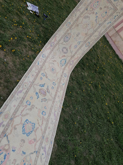 Oushak wool runner rug 2'10x14'5 turkish new production oushak runner, hallway runner rug