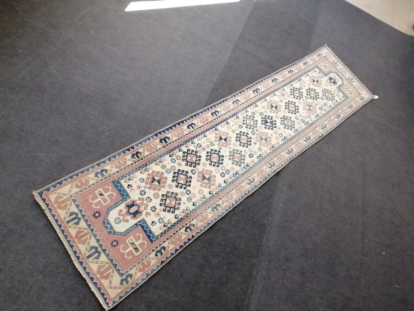 2.3 x 9 turkish runner rug - vintage runner rug, oushak  handmade rug - kitchen rug