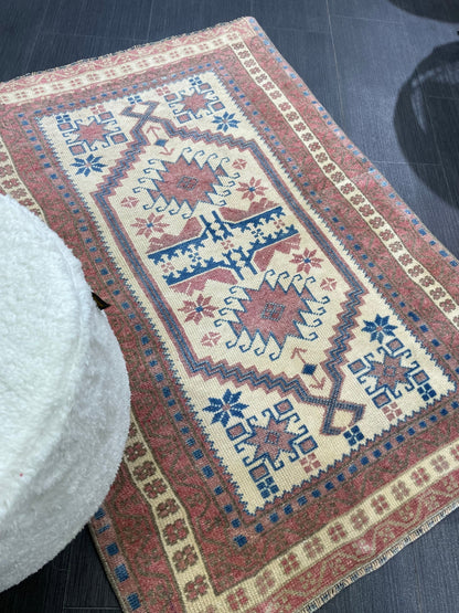 Handmade Rug, Oushak 2.6 x 3.8 Rug, Rustic Rug, Bohemian Rug, Rug Runner, Turkish Rug, Farmhouse Rug, Vintage Rug, Wool rug