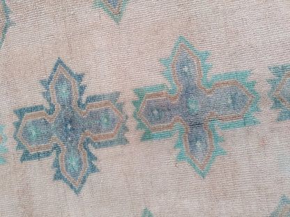 4'10x9 faded vintage turkish runner rug, oushak vintage rug,vintage anatolian rug,unique hand made bohemian