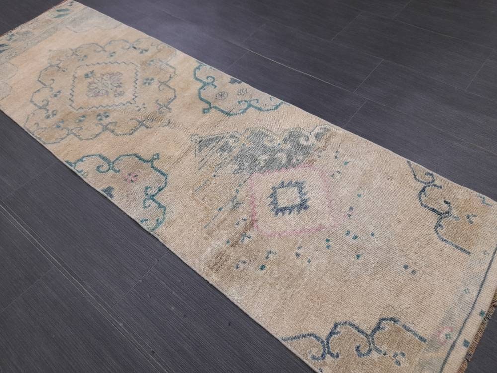 Short Oriental Runner 2 x 6.4 Runner Hand Made TURKISH Runner Vintage Runner Muted Vintage Persian Muted Runner Rug Wool ON Wool Foundation