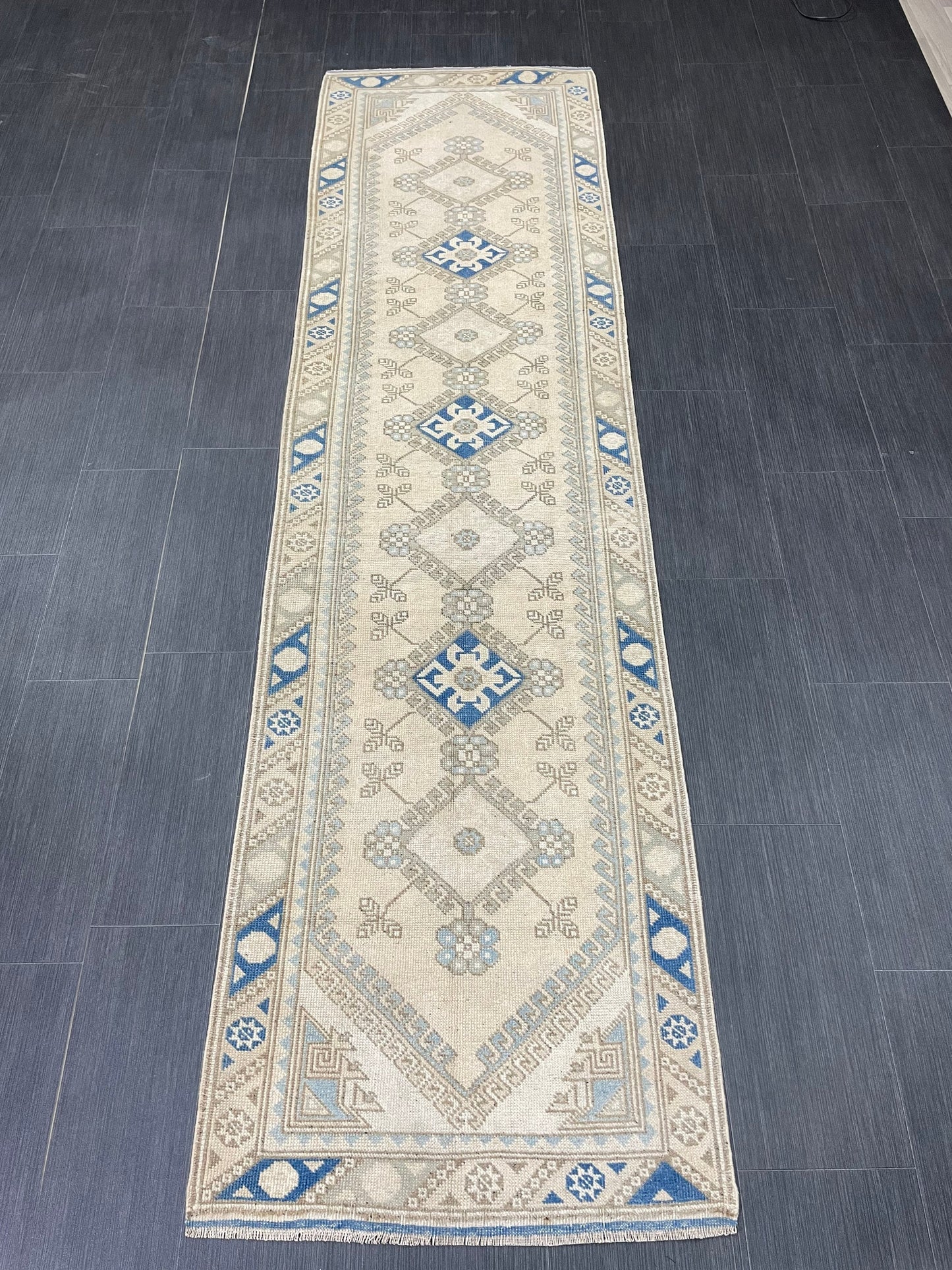 Muted Vintage Runner Rug Hallway 2.5 x 9.3 Runner Rug Kitchen Rug Runner Wool Runner Rug Oushak Runner Rug Turkish Runner Medium Wool Pile