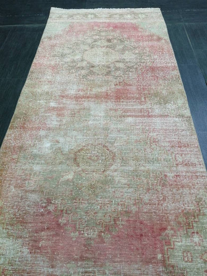 Distressed Antique Runner Rug 2.7 x 11.3  Vintage Runner Rug