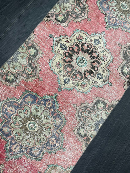 Muted Vintage Runner Rug Vintage Oushak Runner Rug 3 x 12.5  Hallway Runner Rug Turkish Kitchen Runner Rug Antique Wool Oriental Runner Rug