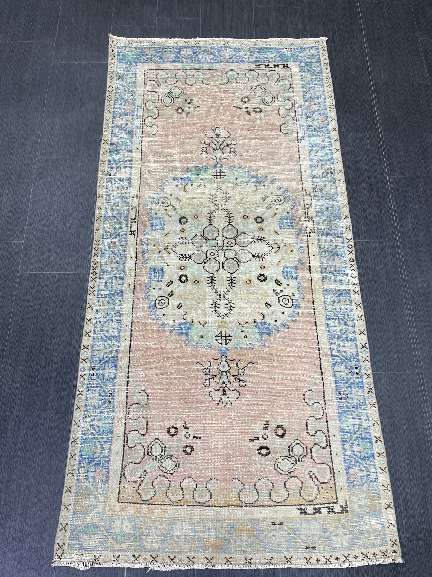 Handmade Oushak 3.2 x 6.8 Rug Handmade Rug Turkish Rug Hand Knotted Rug Muted Turkish Rug, Farmhouse Rug, Vintage Rug, Wool rug