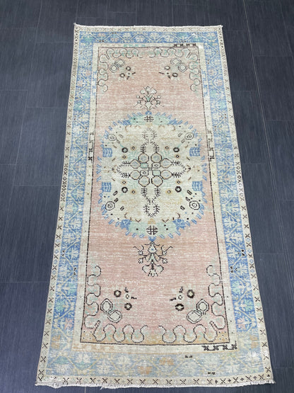 Handmade Oushak 3.2 x 6.8 Rug Handmade Rug Turkish Rug Hand Knotted Rug Muted Turkish Rug, Farmhouse Rug, Vintage Rug, Wool rug