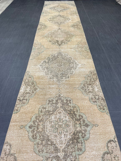 Antique Runner Rug 2.6 x 14 Persian Runner Rug Wool Oushak Rug Oushak Runner Rug Long Turkish Runner Rug Kitchen Runner Rug Hallway Runner