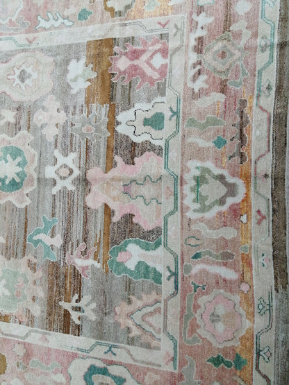 12 x 8.9 Vintage Muted  OUSHAK RUG, TURKISH Oushak Rug,  Wool Oushak Rug Hand Made Rugs, Vintage Oriental Rug