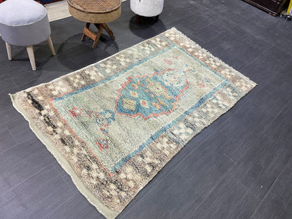 Antique Rug, Vintage Shaggy 3.7 x 5.9 Rug, High Wool Pile Rug,Plush Rug,Handmade Rug,Hand Knotted Rug,One Of A Kind Rug, Nomad Rug, Rear Rug