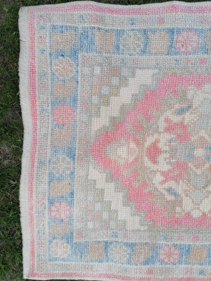 Oushak turkish wool rug 2'9x5'4 new production oushak handmade rug, living room rug, bohemian rug