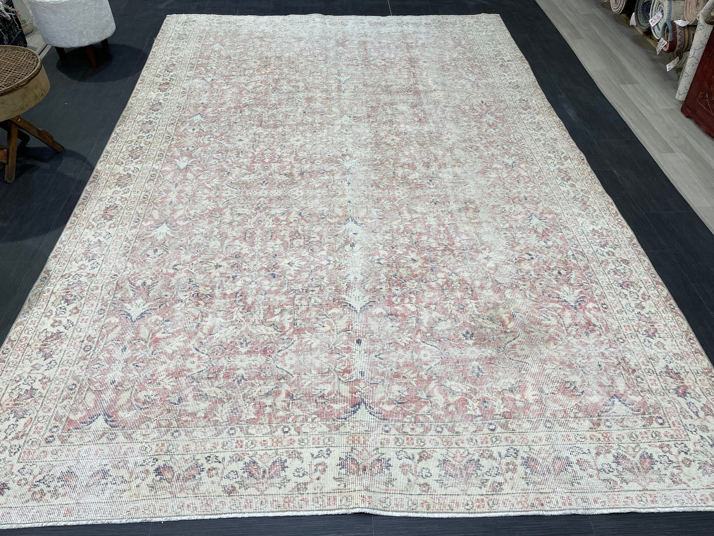 Large Distressed OUSHAK RUG, TURKISH 6.8 x 9.10 Rug Vintage Rug Vintage Persian Rug Wool Oriental Rug, Handmade Rug, Vintage Turkish Rug