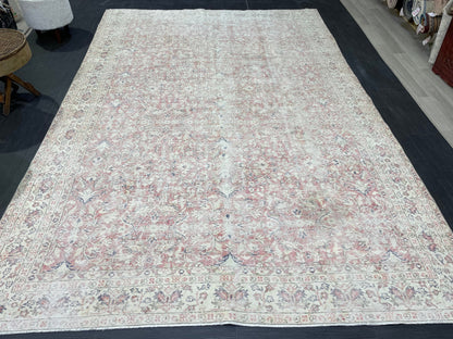 Large Distressed OUSHAK RUG, TURKISH 6.8 x 9.10 Rug Vintage Rug Vintage Persian Rug Wool Oriental Rug, Handmade Rug, Vintage Turkish Rug