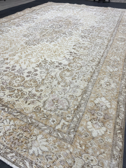 Muted Vintage RUG 6.5 x 10.3 TURKISH Rug Distressed Vintage Turkish Rug Muted Oushak Rug Large Persian Rugs Vintage Oriental Rug 7x10