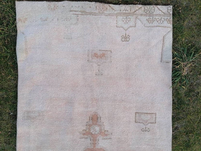 2'10x9'7 muted vintage runner, oushak runner rug, hallway runner, kitchen vintage anatolian rug