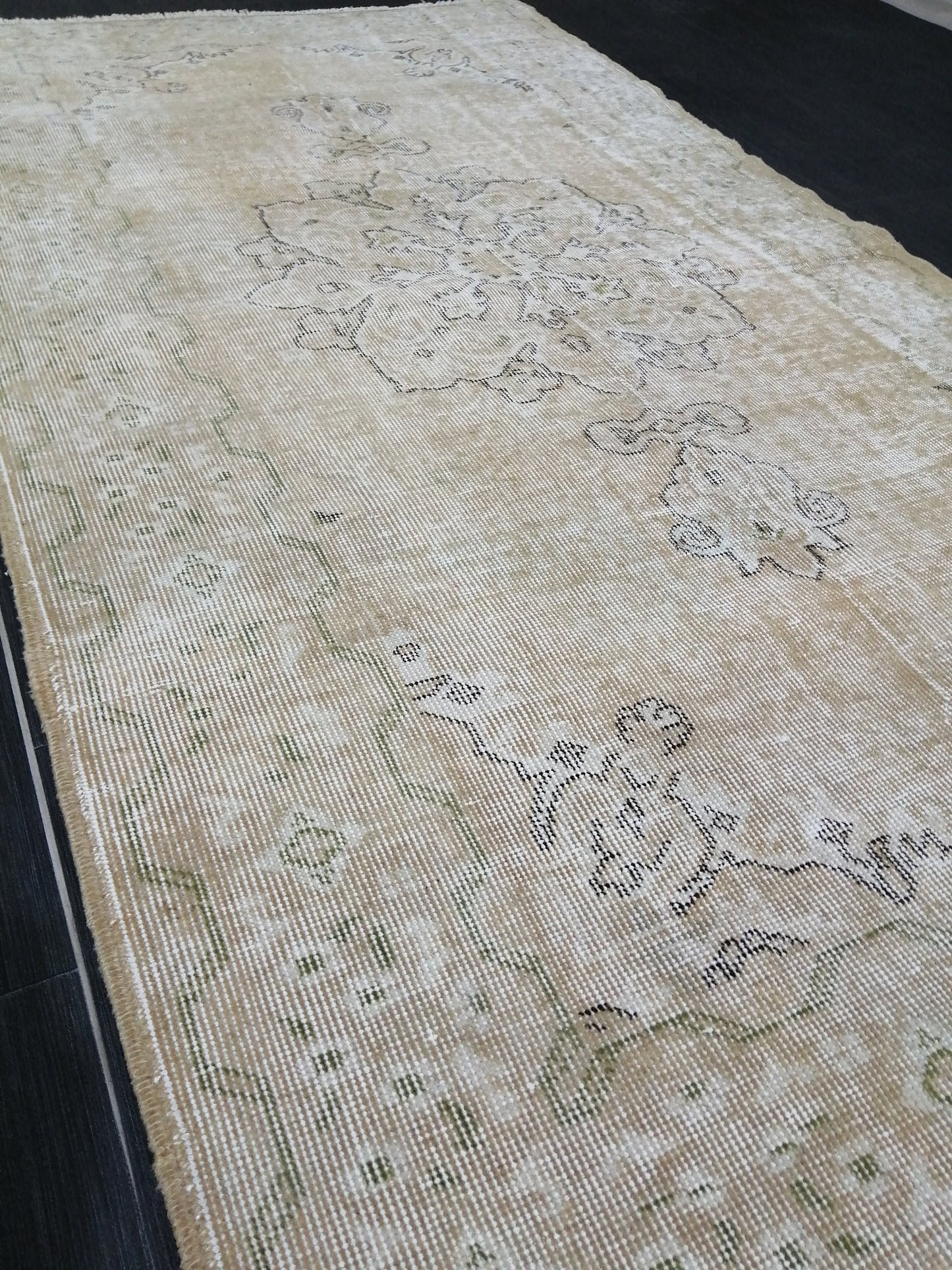 3.6 X 6.5 Neutral Rugs, Hand Made Rug, Neutral Oushak Rug, Rustic Rug, Rug Runner, Turkish Rug, Farmhouse Rug, Vintage Rug, Wool rug