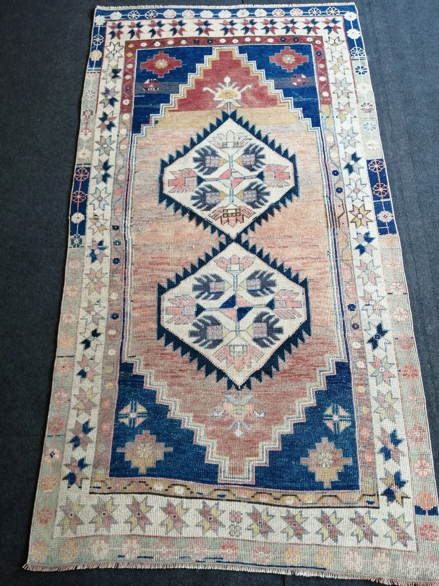7.5 X 4 TURKISH Rug, wool Oushak Rug, Rustic Oushak Rug, Boho Rug, Vintage Turkish Rugs, Farmhouse Rug, Vintage Rug, Oushak Rug, Wool rug