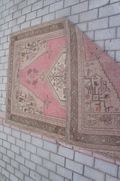 Pink Oushak Rug 4.3 x 7.3 Oushak Rugs Bohemian Turkish Area Rug Earth color Rugs Light Pink Rug All Soft  Wool Rug Oriental Rug