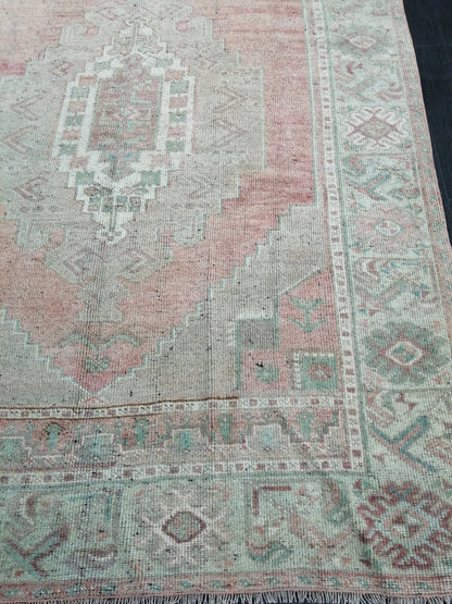 Muted Vintage Runner Rug 10.3 x 4.7  Hallway Runner Rug Kitchen Runner Rug Wool Runner Rug Wool Oushak Runner