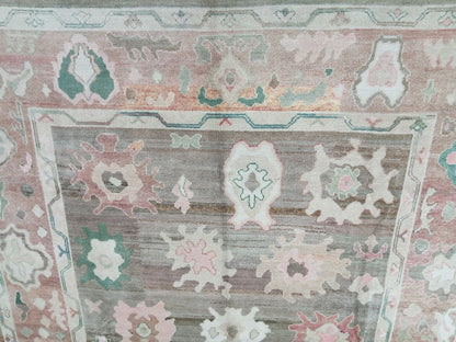 12 x 8.9 Vintage Muted  OUSHAK RUG, TURKISH Oushak Rug,  Wool Oushak Rug Hand Made Rugs, Vintage Oriental Rug