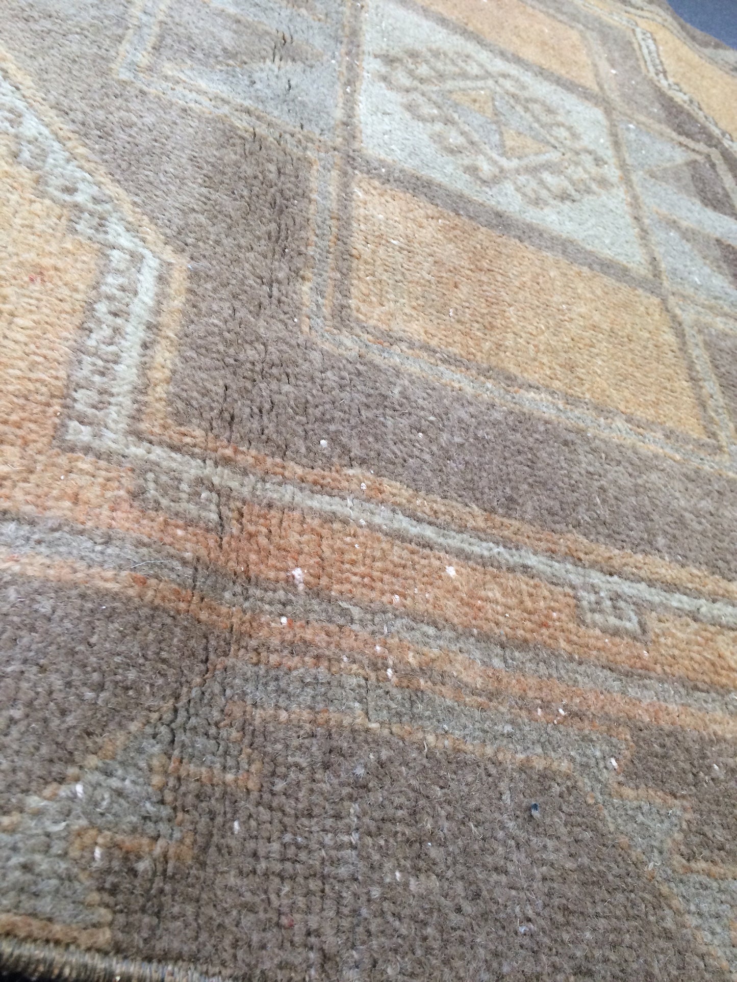 12.2 x 3.8 Oushak Runner Rug Turkish Runner Rug Neutral Vintage Runner Rug Hallway Runner Rug Muted Kitchen Runner Rug Wool Runner Rug Wool