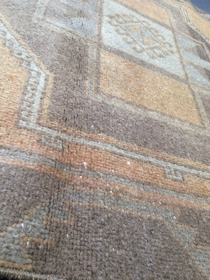 12.2 x 3.8 Oushak Runner Rug Turkish Runner Rug Neutral Vintage Runner Rug Hallway Runner Rug Muted Kitchen Runner Rug Wool Runner Rug Wool