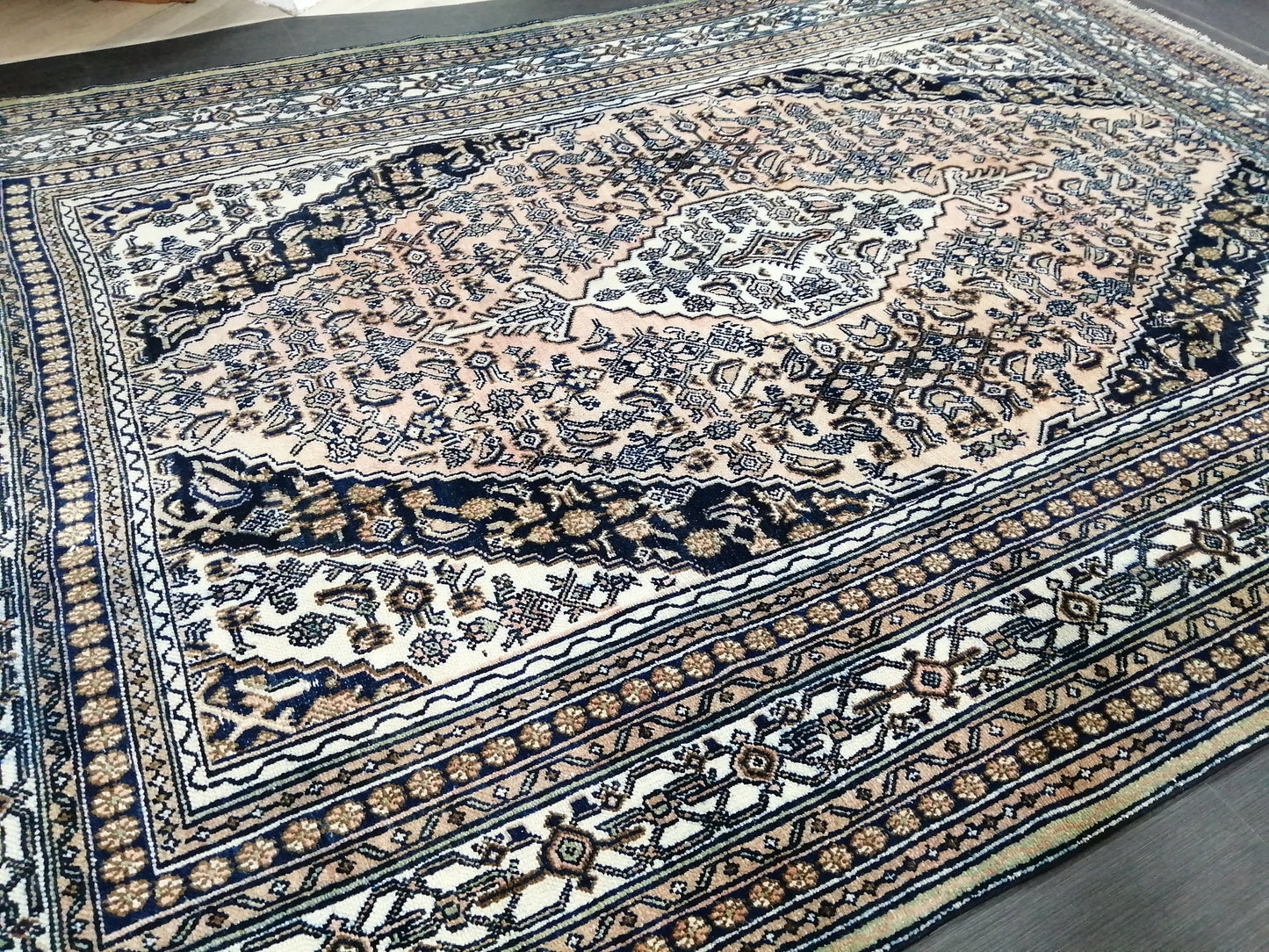 Vintage Persian Rug, Unique Motif Rug, 8 x 11.2 Persian Rug, Hand Knotted Rug, Eclectic Rug, Hand Made Rug, Living room Rug Navy rug 8x11