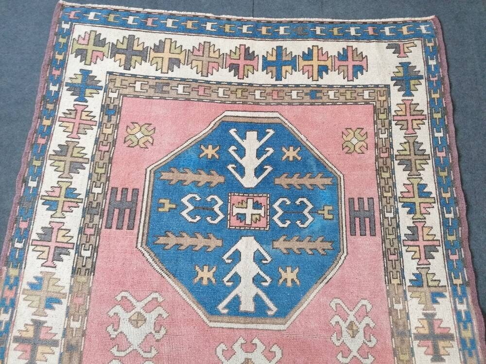 Turkish oushak wool rug 5x8 vintage handmade rug bohemian rug living room rug