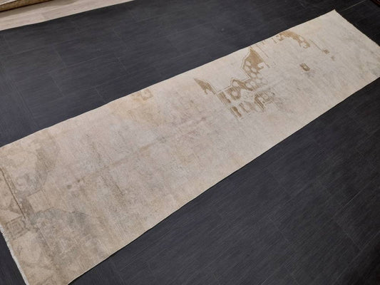 Muted Vintage Runner Rug 2.9 x 11.8 Muted Abstract Turkish Runner Rug XL Vintage Oriental Muted Runner Rug Hallway Runner Soft Wool Runner