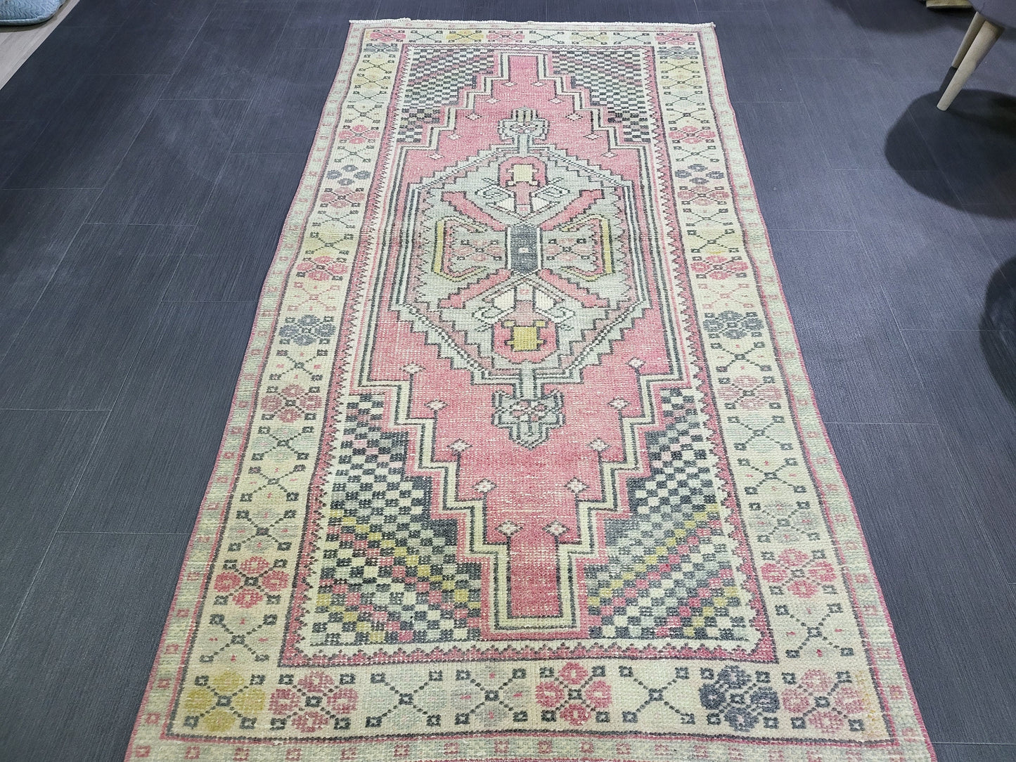 3.4 x 6.6 OUSHAK RUG, TURKISH Oushak Rug, Vintage Oushak Rug, Vintage Runner Rug, Wool Oushak Rug, Handmade Rugs, Vintage Turkish Rug