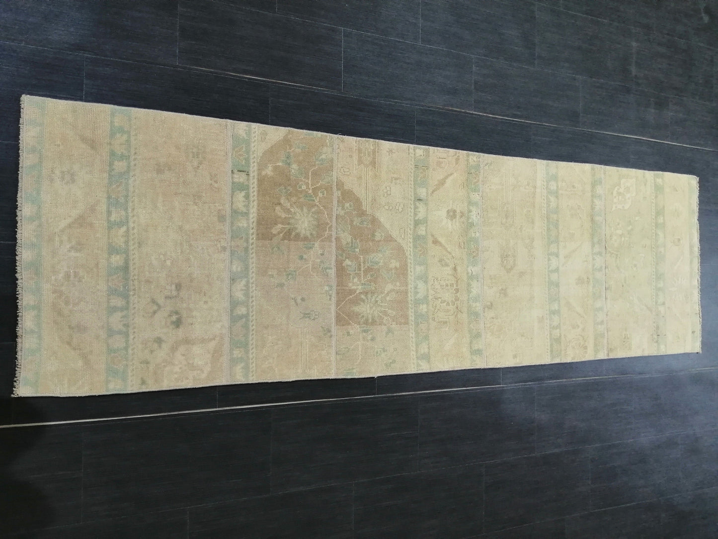 Muted Oushak Runner Rug 8.3 x 2.4 Vintage Runner Rug Patchwork Runner Rug Kitchen Runner Rug Wool Runner Rug Wool Oushak Rug