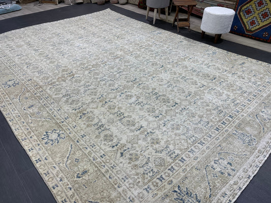 Muted Vintage RUG 6.5 x 10.3 TURKISH Rug Distressed Vintage Turkish Rug Muted Oushak Rug Large Persian Rugs Vintage Oriental Rug 7x10