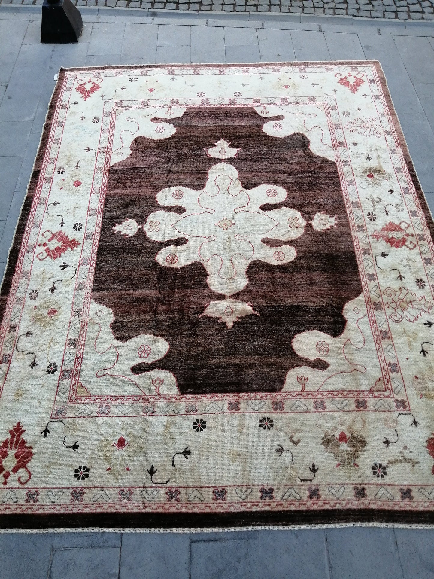 Large OUSHAK RUG, 9 x 11.8 TURKISH Oushak Rug, Vintage Oushak Rug Wool Oushak Rug Hand Made Rugs, Authentic Oushak Rug