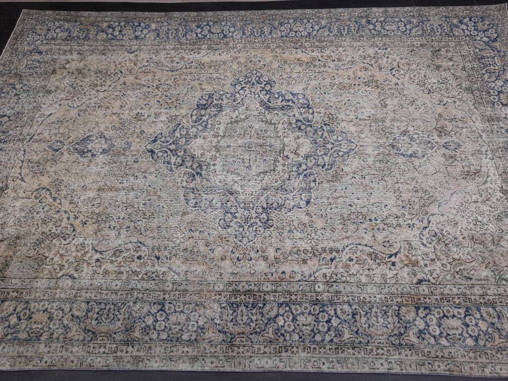 Large OUSHAK RUG TURKISH Oushak Rug Vintage 8.6 x 12.5 Rug Vintage Persian Rug Wool Oriental Rug Hand Made Rug 9x12 Vintage Turkish Rug