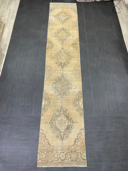 Antique Runner Rug 2.6 x 14 Persian Runner Rug Wool Oushak Rug Oushak Runner Rug Long Turkish Runner Rug Kitchen Runner Rug Hallway Runner