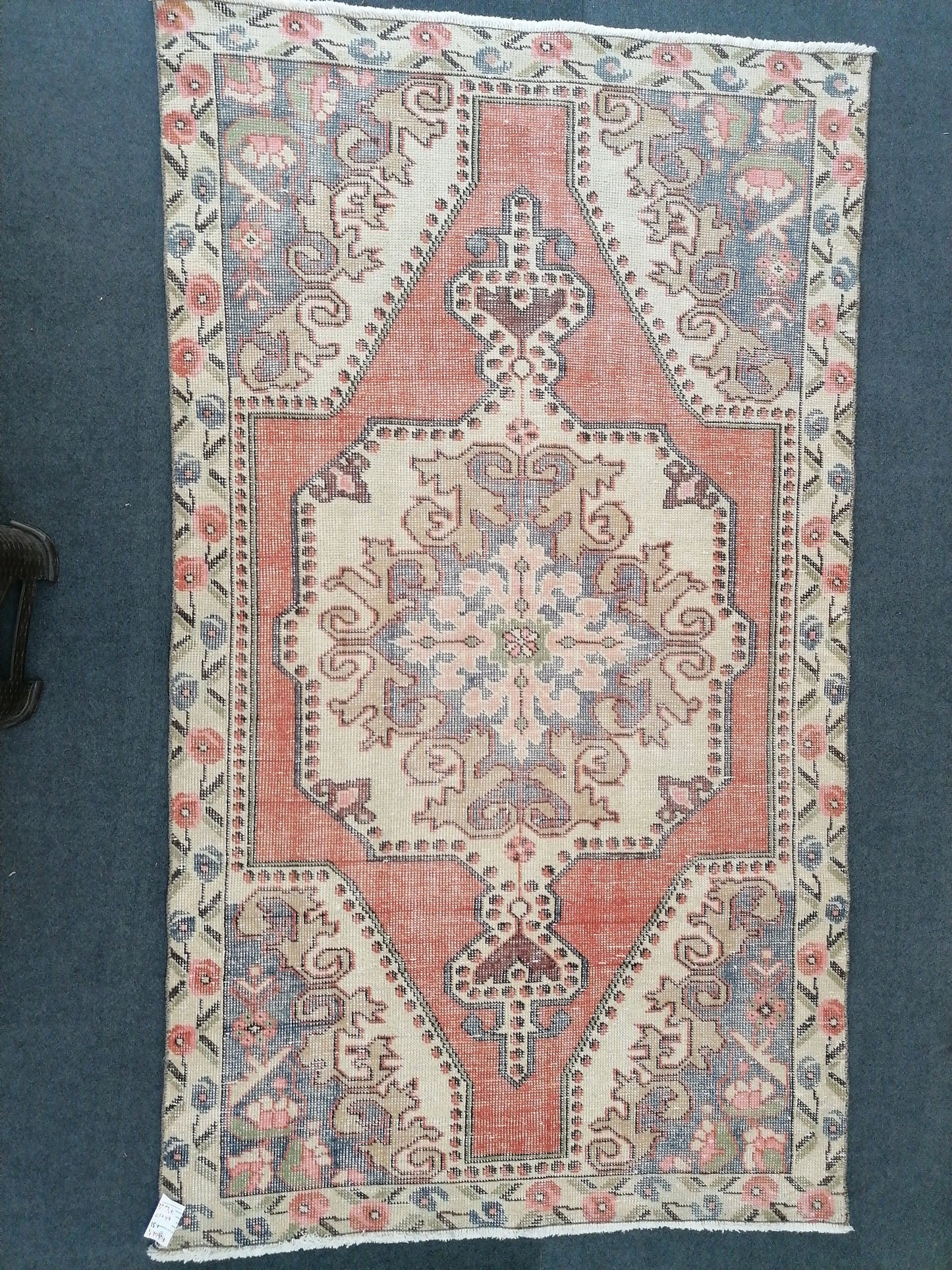 Vintage wool rug, turkish  handmade rug, boho floor rug, oriental hand knotted rug, are  oushak rug, bohemian rug 4'2x7'2