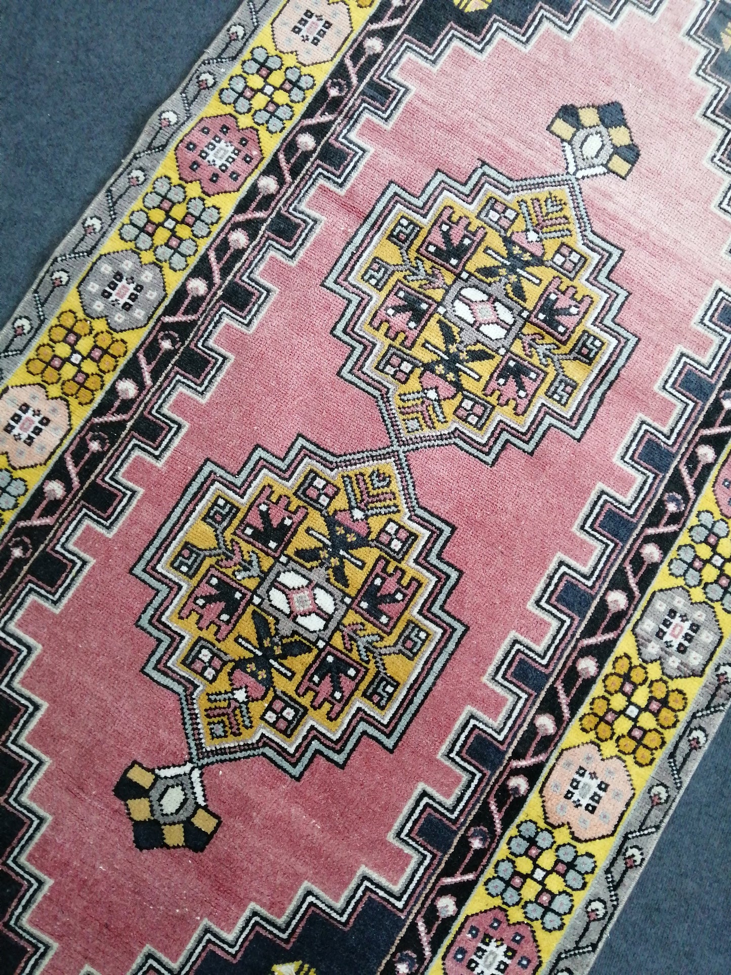 Rugs, Hand Made Rug, 7.3 x 3.8 Oushak Rug, Pink Rug, Bohemian Rug, Turkish Rug, Farmhouse Rug, Vintage Rug, Wool rug