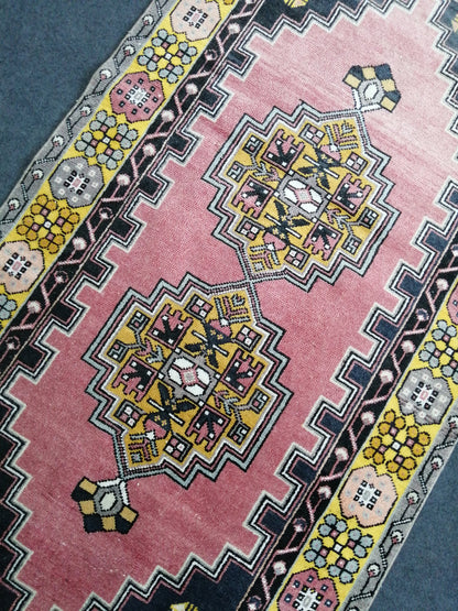 Rugs, Hand Made Rug, 7.3 x 3.8 Oushak Rug, Pink Rug, Bohemian Rug, Turkish Rug, Farmhouse Rug, Vintage Rug, Wool rug