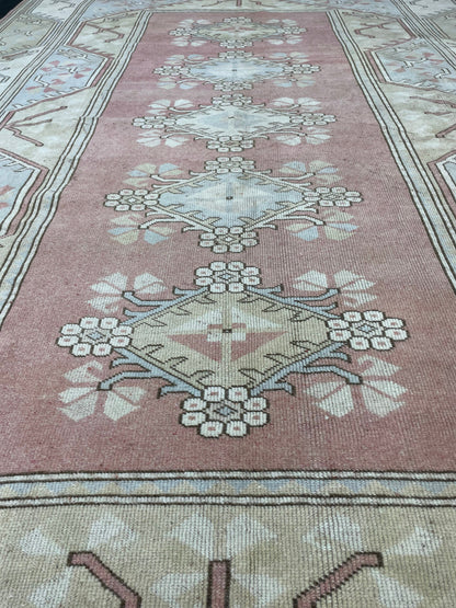 Muted Persian RUG 6.6 x 9.8 Turkish Oushak Rug Vintage Rug