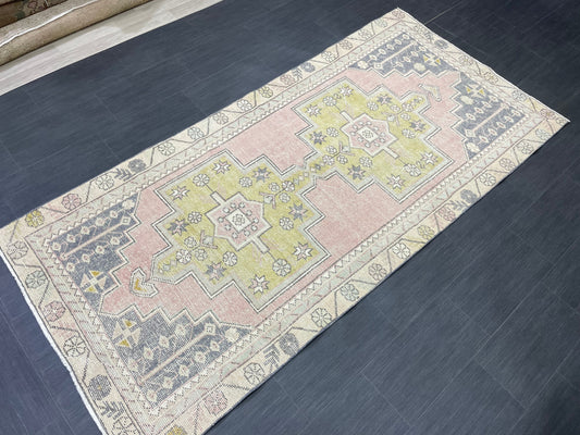 Vintage RUG 4 x 8.7 TURKISH Rug Oriental Rug Vintage Oushak Rug Vintage Persian Wool Rug Hand Made Rugs Vintage Turkish Rug Discounted Rugs