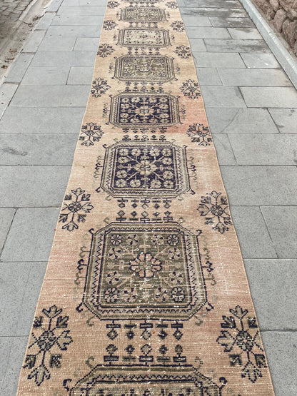 Wool Extra Long Runner Rug, Very Long Handmade Runner 2.7 x 22 ft Rug, Vintage Runner Rug, XL Turkish Runner Rug Staircase Runner rug