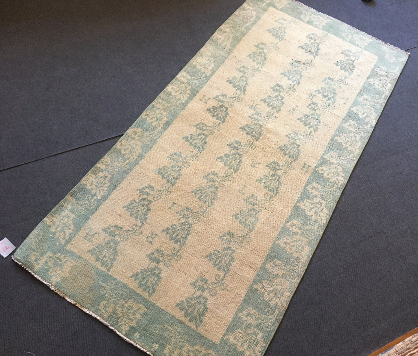 3.5x7 feet handmade wool turkish bedroom area rug, oushak vintage grey kitchen floor rug, large living room area rug, wide bathroom pink rug