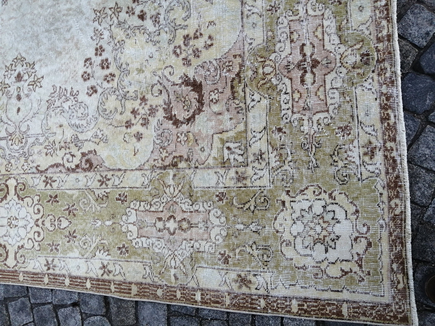 Vintage RUG TURKISH Muted 8.4 x 12.3 Oushak Rug Vintage Oriental Rug Vintage Large Rug Wool Antique Rug Hand Made Rugs Vintage Green Rug