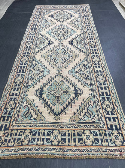 Turkish Runner 4.7 x 12 Oushak Runner Rug Rug Vintage Runner Rug Hallway Runner Rug Kitchen Runner Rug Wool Runner Handmade Runner Rug