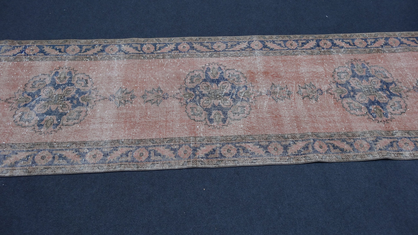 Runner rug, distressed vintage rug, hallway runner rug 141x34 inches